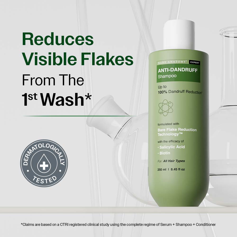 Bare Anatomy Expert Anti-Dandruff Shampoo Targets Oily Scalp And Sheds Dry Flakes Clears away dandruff flakes Relieves from excessive oil 8.4 Ounce