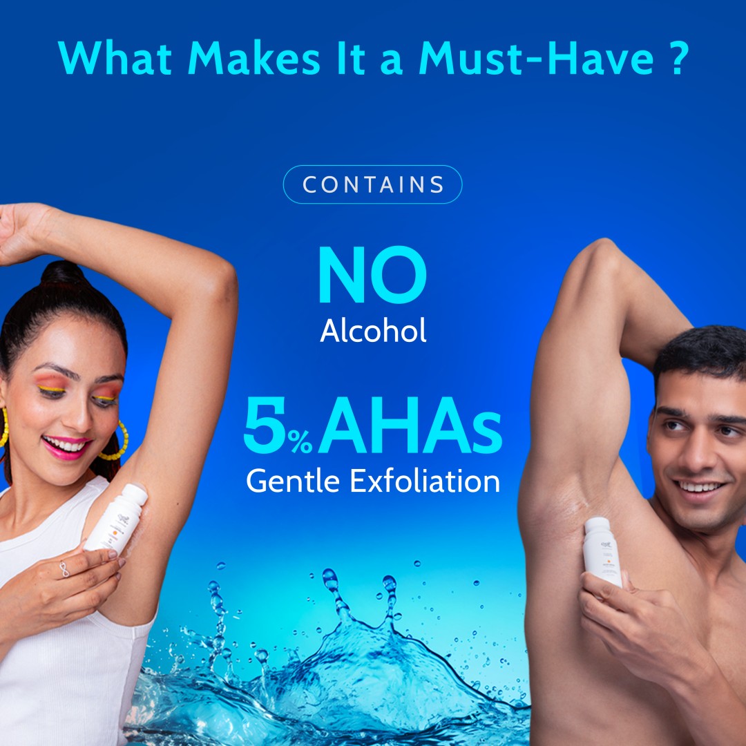 5% AHA Underarm Roll-On with Lactic Acid for Odour Control (Fragrance Free) - 40 ml