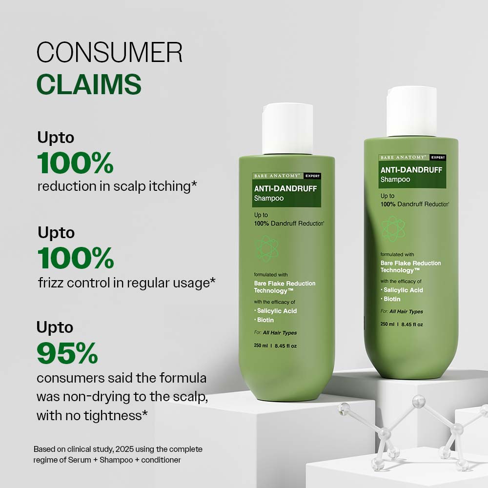 Bare Anatomy Expert Anti-Dandruff Shampoo Targets Oily Scalp And Sheds Dry Flakes Clears away dandruff flakes Relieves from excessive oil 8.4 Ounce