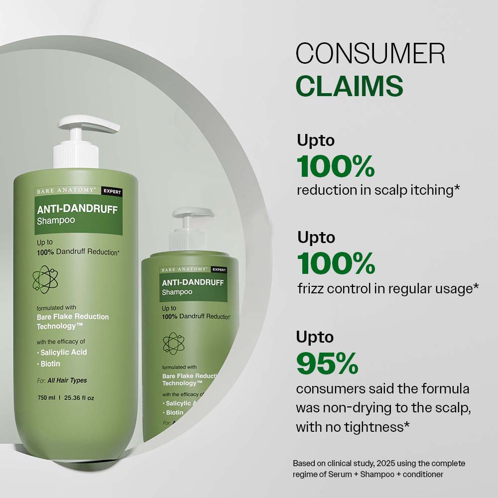 Bare Anatomy Expert Anti-Dandruff Shampoo | Up to 100% Dandruff Reduction | Targets Oily Scalp and Sheds Dry Flakes | 25.5 Ounce