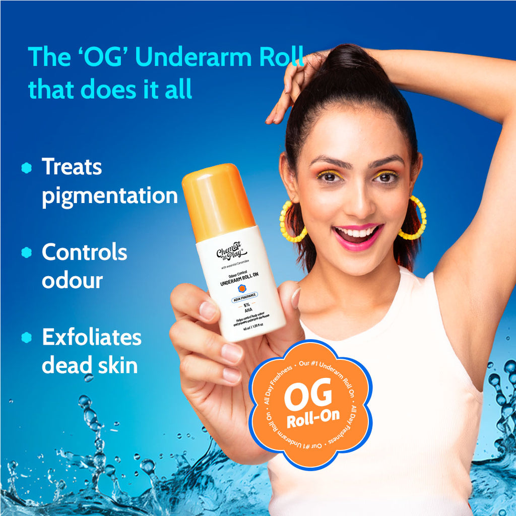 5% AHA Underarm Roll-On with Lactic Acid for Odour Control (Fragrance Free) - 40 ml