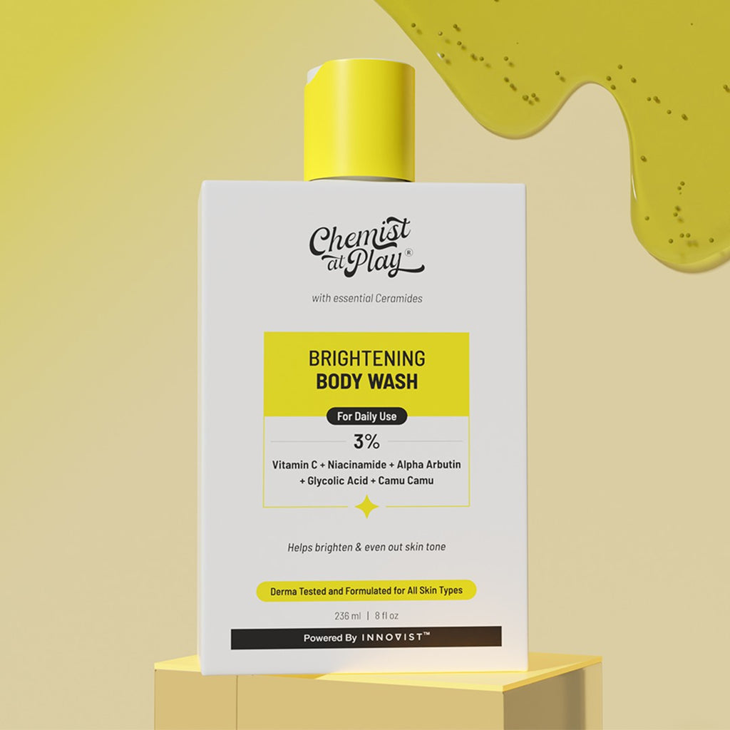 Chemist at Play Brightening Body Wash | Glowing Skin Vitamin C Bodywash | Helps to Reduce Fades Dark Spots, Evens out Skin Tone | Alpha Arbutin | 30X Vitamin C | For Women & Men | 15.9 Fl oz